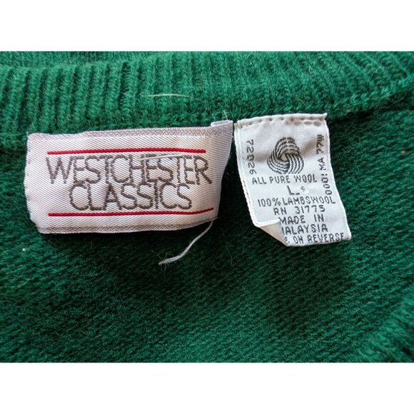 Westchester Classics Green V-Neck Lambswool Sweater Womens Large - Picture 4 of 6